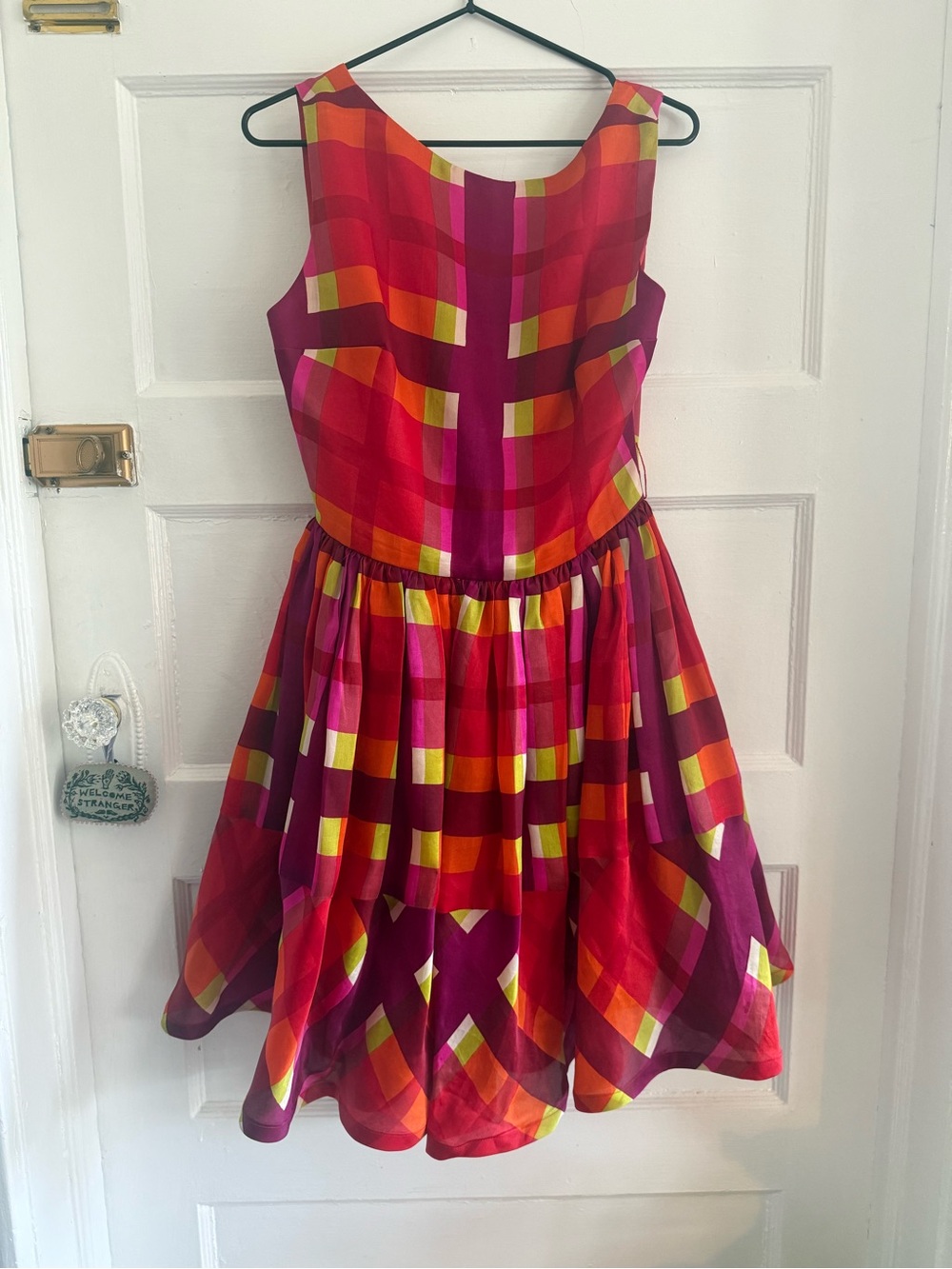 vintage bill blass! women’s ' Pink & Red Plaid Fit-and-Flare Dress